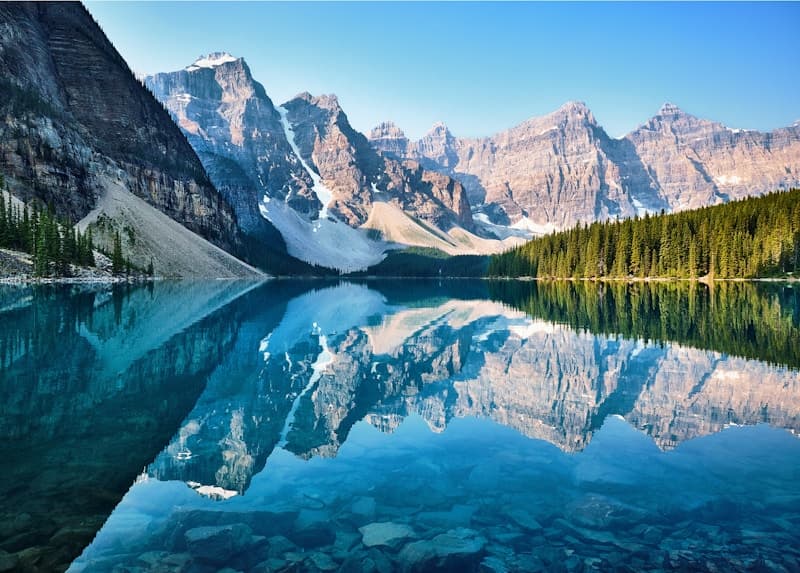 Mountain scenery reflected in a Canadian lake