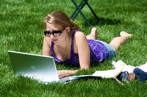 Laptop in the park