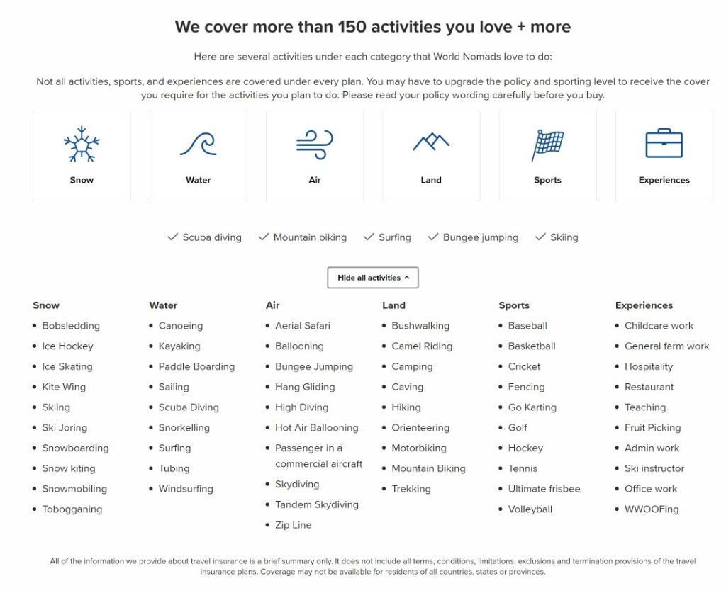 World Nomads homepage screenshot