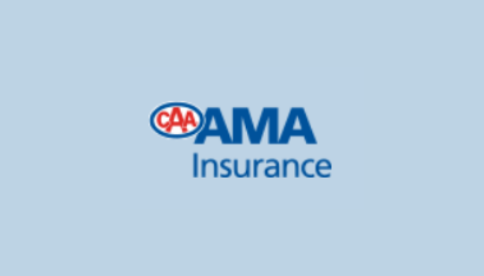 CAA AMA Insurance logo on a light blue background