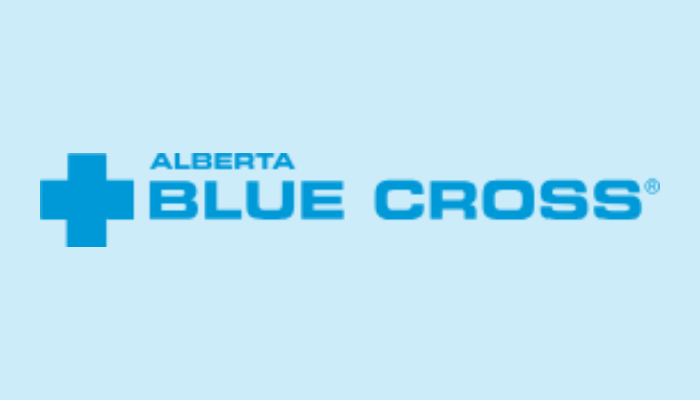 Alberta Blue Cross logo on a light blue background