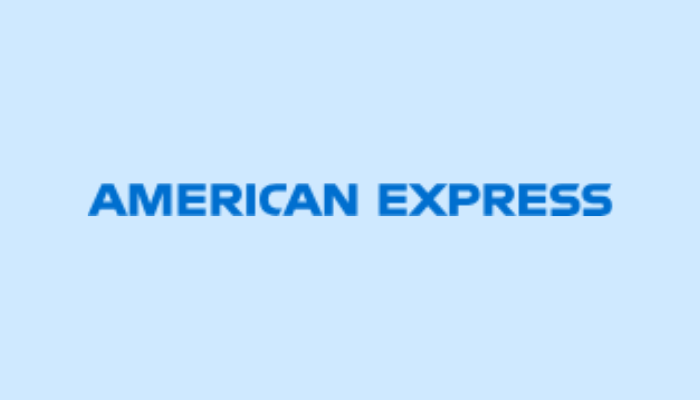 American Express logo on a light blue background